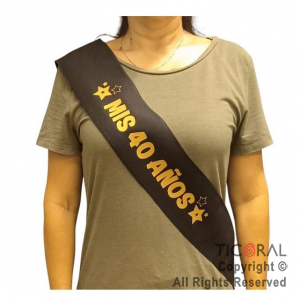 BANDA MIS 40 A�OS NEGRO Y ORO x 5 UNIDADES